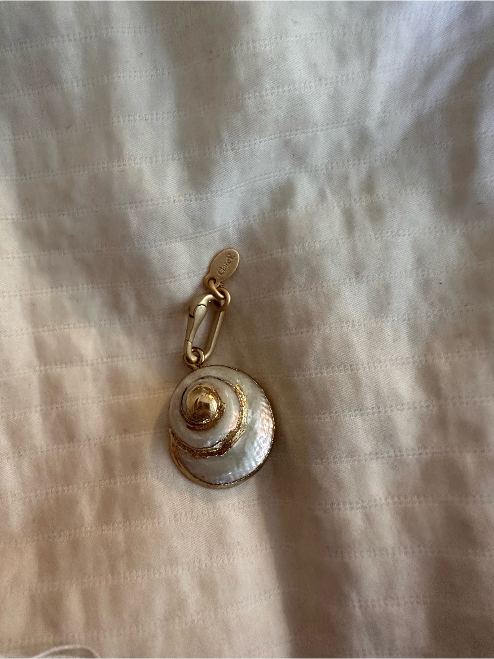 Clare V Gold and Pearl Shell Charm Pendant